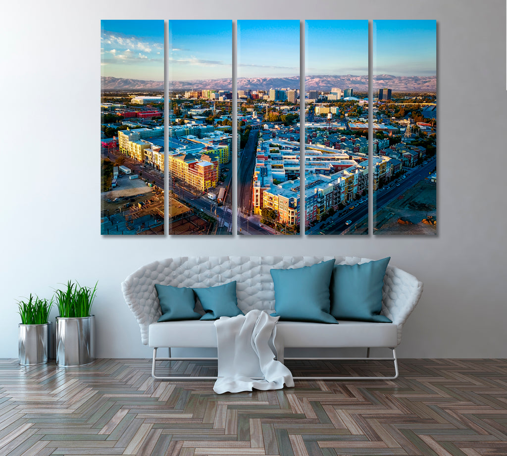 San Jose California Skyline Canvas Print ArtLexy 5 Panels 36"x24" inches 