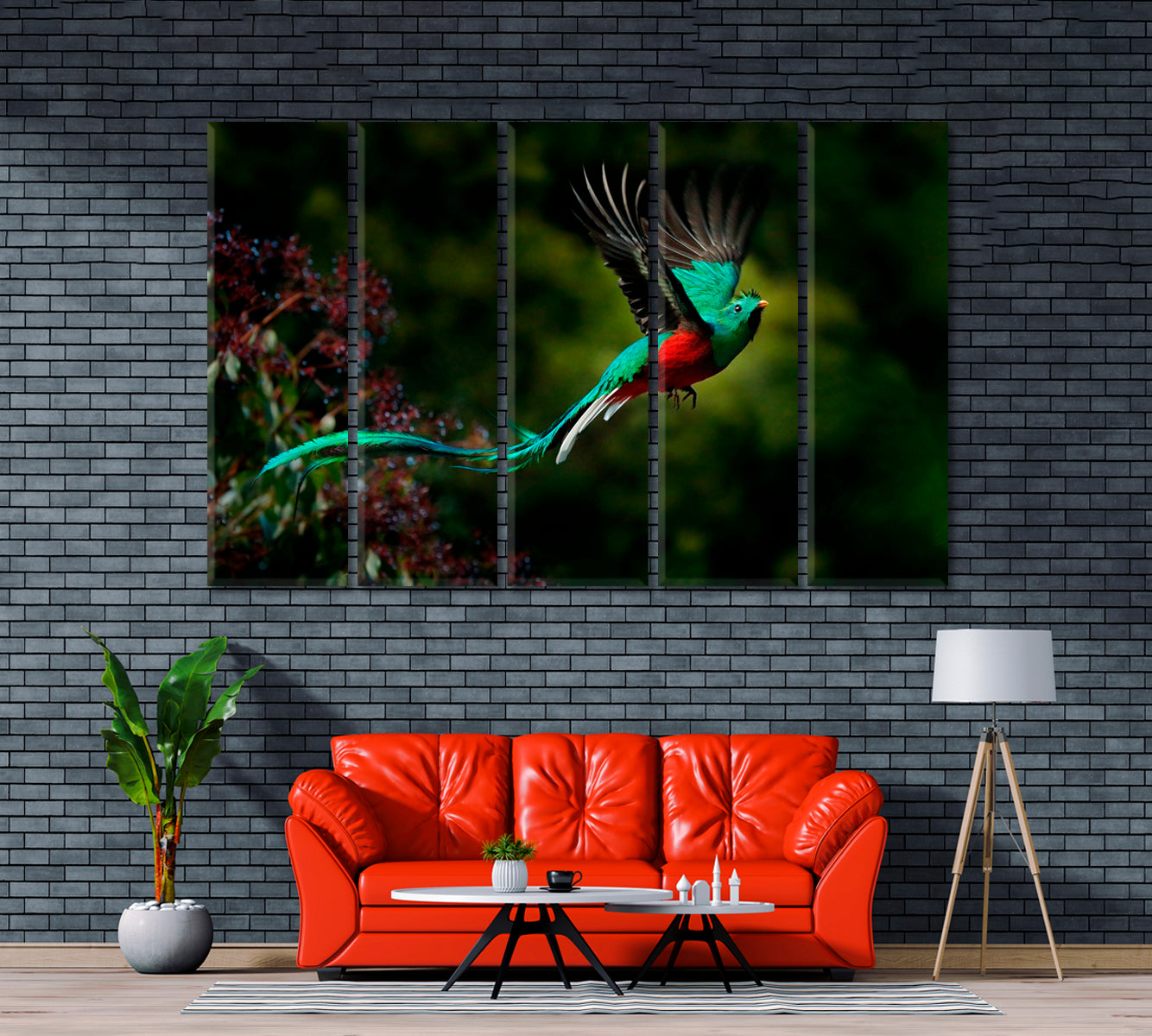 Resplendent Quetzal Bird Costa Rica Canvas Print ArtLexy 5 Panels 36"x24" inches 