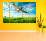 Agricultural Plane Sprayed Field Canvas Print ArtLexy 5 Panels 36"x24" inches 
