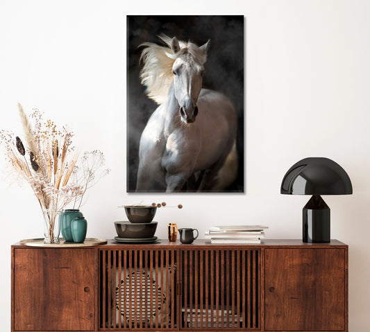 White Andalusian Horse Canvas Print ArtLexy 1 Panel 16"x24" inches 