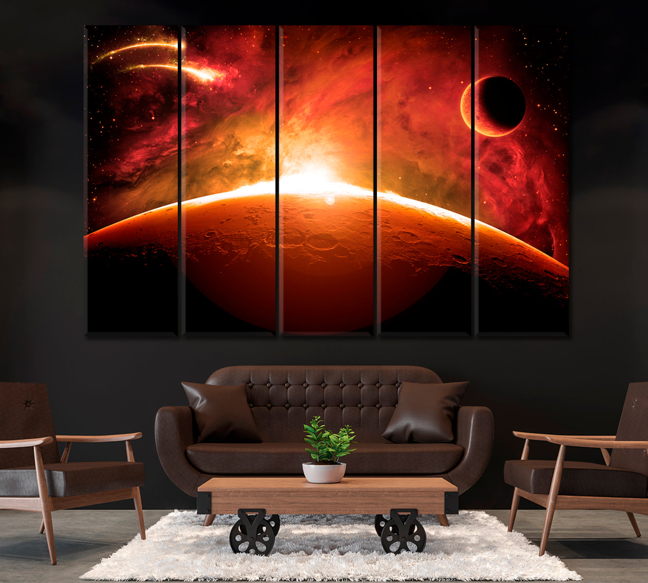 Mars Surface Canvas Print ArtLexy 3 Panels 36"x24" inches 