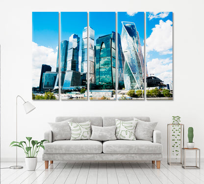 Moscow City Buildings Canvas Print ArtLexy 5 Panels 36"x24" inches 