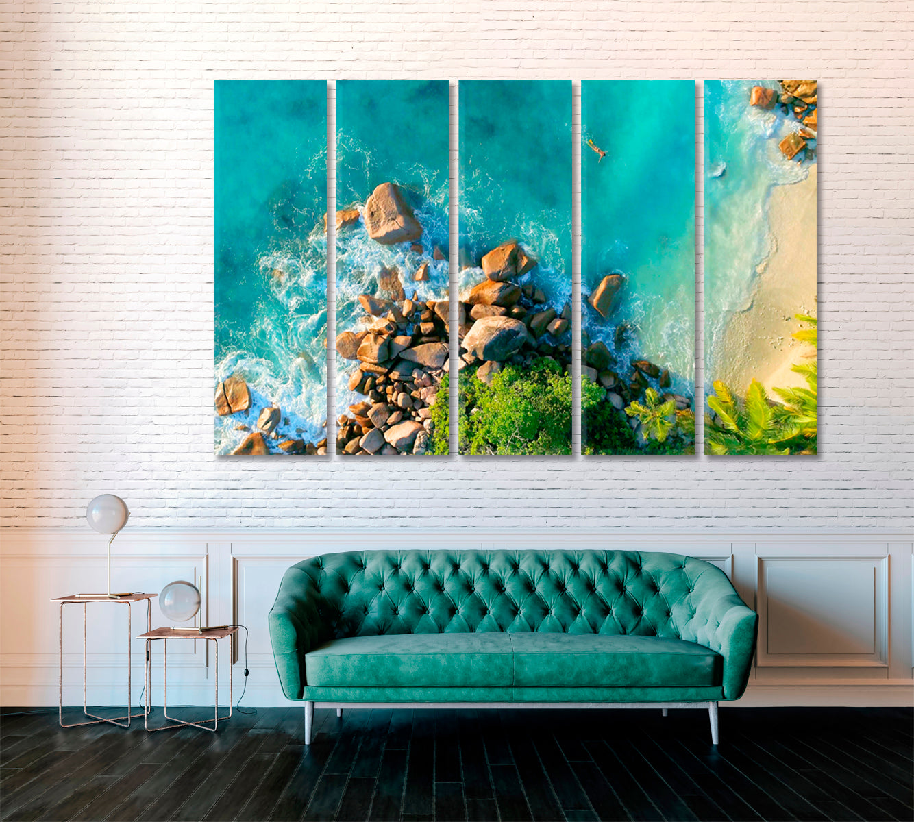 Tropical Beach Anse Lazio Seychelles Canvas Print ArtLexy 5 Panels 36"x24" inches 