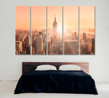 Manhattan Downtown Skyline at Sunset Canvas Print ArtLexy 5 Panels 36"x24" inches 