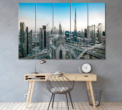 Dubai Modern City Skyline United Arab Emirates Canvas Print ArtLexy 5 Panels 36"x24" inches 