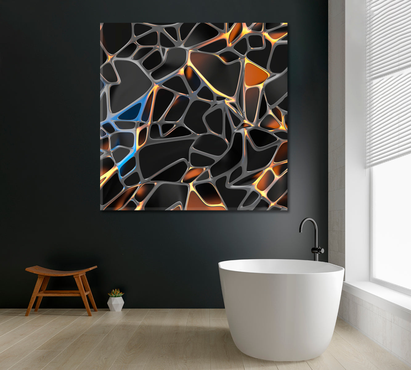 Abstract Futuristic Geometric Pattern Canvas Print ArtLexy 1 Panel 46"x46" inches 