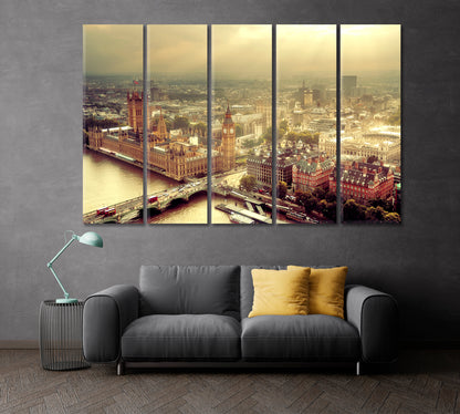 Westminster Skyline London Canvas Print ArtLexy 5 Panels 36"x24" inches 