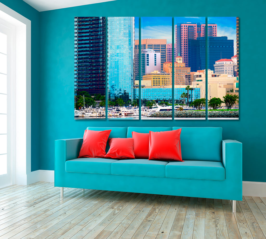 Downtown San Diego Cityscape Canvas Print ArtLexy 5 Panels 36"x24" inches 