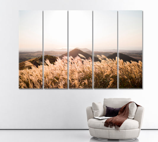 Amazing Landscaping with Chinese Silver Grass Canvas Print ArtLexy 5 Panels 36"x24" inches 