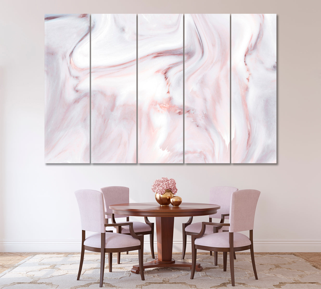 Abstract Pink Marble Pattern Canvas Print ArtLexy 5 Panels 36"x24" inches 