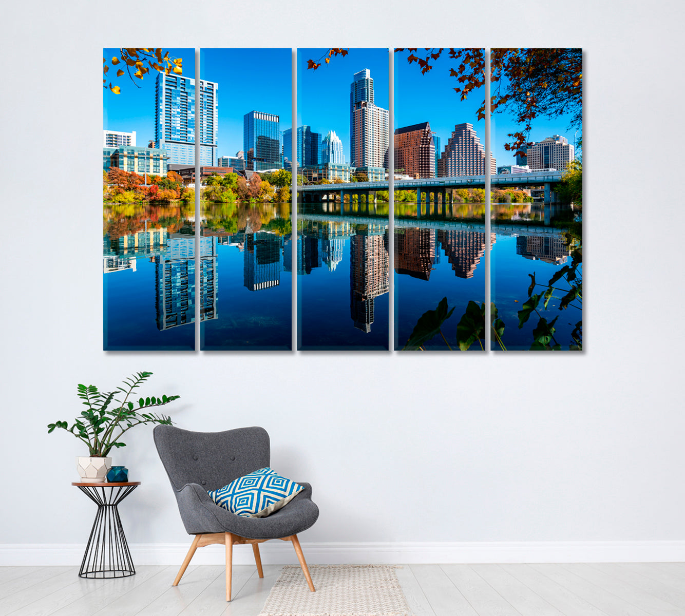 Austin Texas Cityscape Skyline Canvas Print ArtLexy 5 Panels 36"x24" inches 