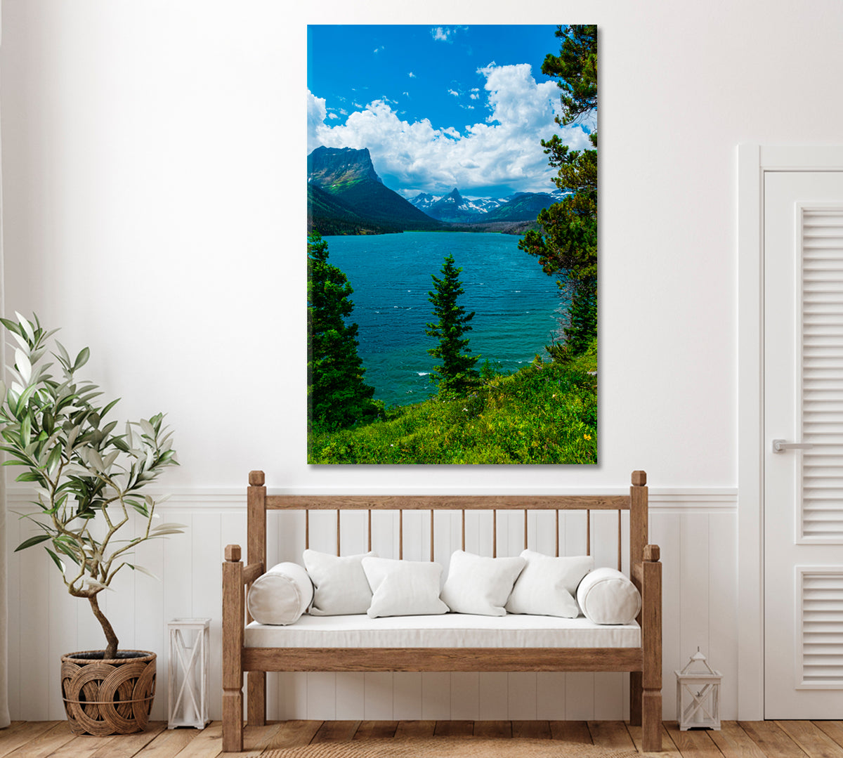 Saint Mary Lake Glacier National Park Montana Canvas Print ArtLexy 1 Panel 16"x24" inches 