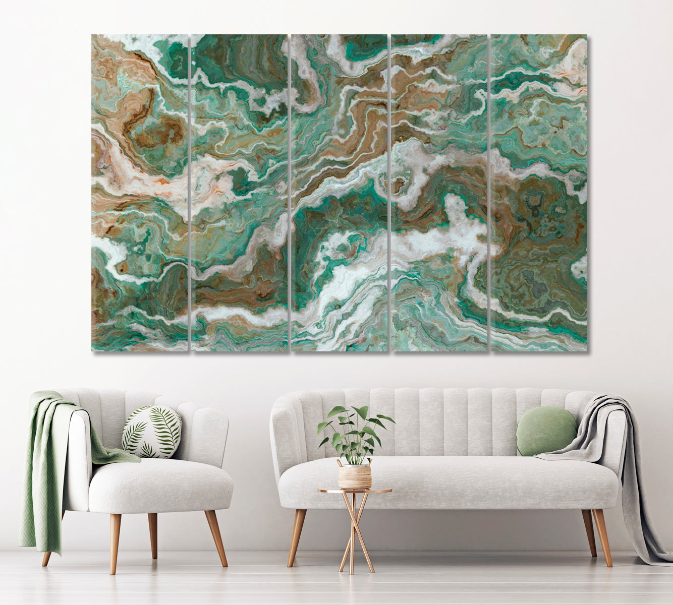 Green Marble Canvas Print ArtLexy 5 Panels 36"x24" inches 
