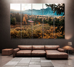 Autumn Forest in Assiniboine Provincial Park Canada Canvas Print ArtLexy 5 Panels 36"x24" inches 