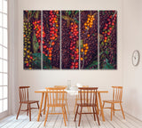 Coffee Beans and Coffee Berries Canvas Print ArtLexy 5 Panels 36"x24" inches 