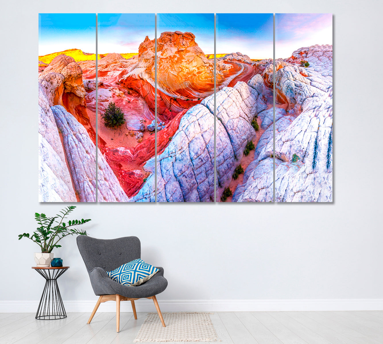 Red Rock Mountain Canyon Landscape Canvas Print ArtLexy 5 Panels 36"x24" inches 