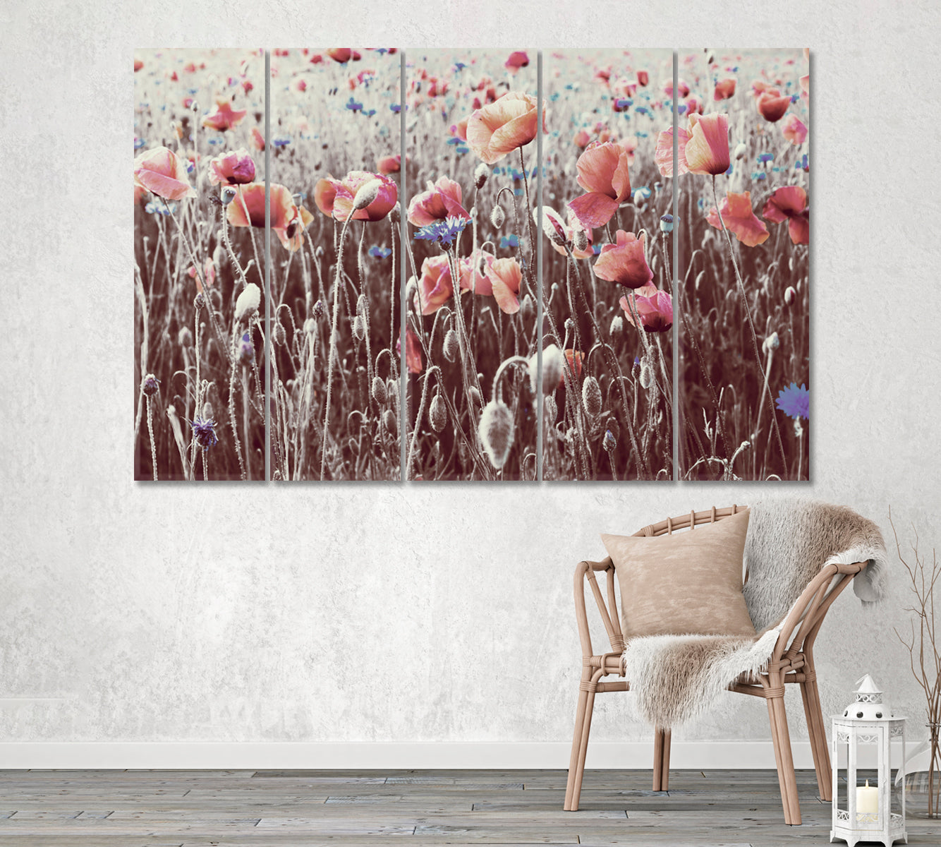 Wild Poppies Canvas Print ArtLexy 5 Panels 36"x24" inches 