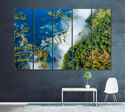 Victoria Falls Waterfall on Zambezi River Canvas Print ArtLexy 5 Panels 36"x24" inches 