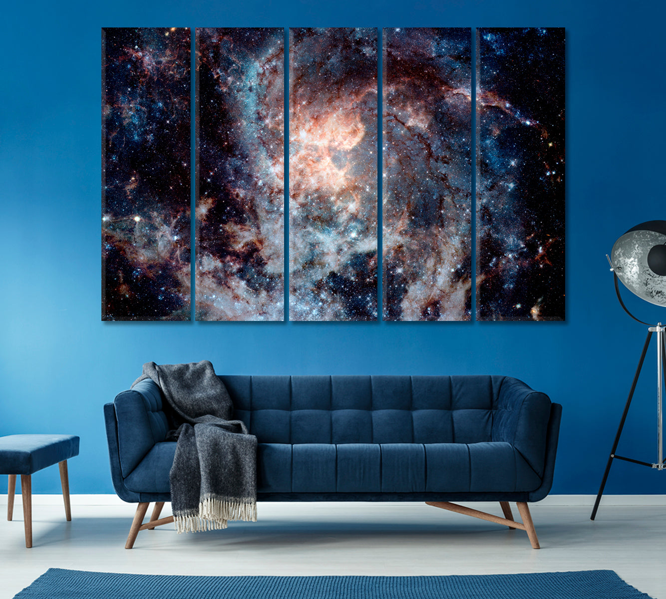 Colored Nebula and Open Cluster of Stars Canvas Print ArtLexy 5 Panels 36"x24" inches 