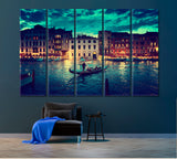 Grand Canal at Dusk Venice Italy Canvas Print ArtLexy 5 Panels 36"x24" inches 