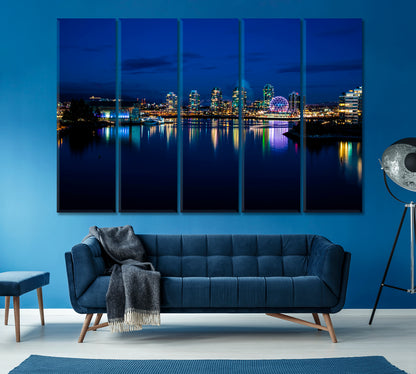 Vancouver City Skyline Canada Canvas Print ArtLexy 5 Panels 36"x24" inches 