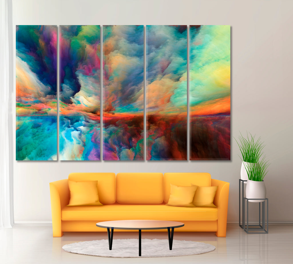 Multicolor Abstract Clouds Canvas Print ArtLexy 5 Panels 36"x24" inches 