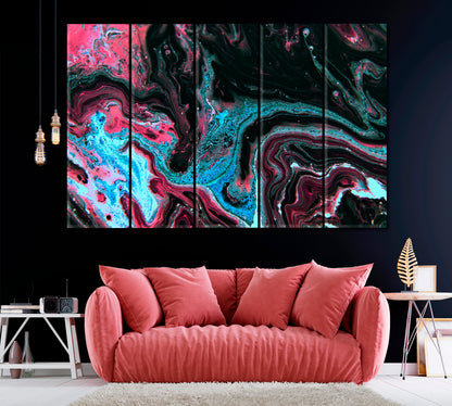 Abstract Marble Mixed Ink Canvas Print ArtLexy 5 Panels 36"x24" inches 