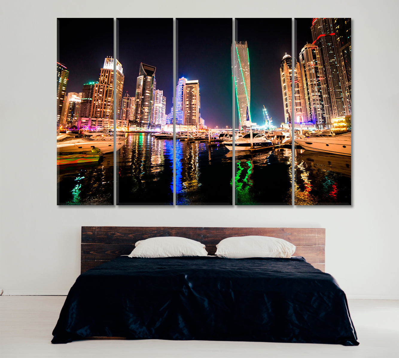 Dubai Downtown at Night Canvas Print ArtLexy 5 Panels 36"x24" inches 