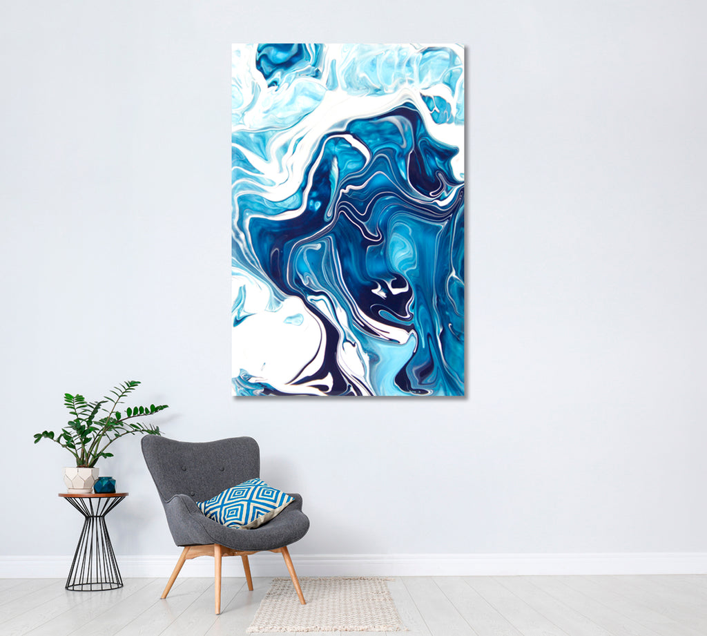 Abstract Blue Swirl Pattern Canvas Print ArtLexy 1 Panel 16"x24" inches 