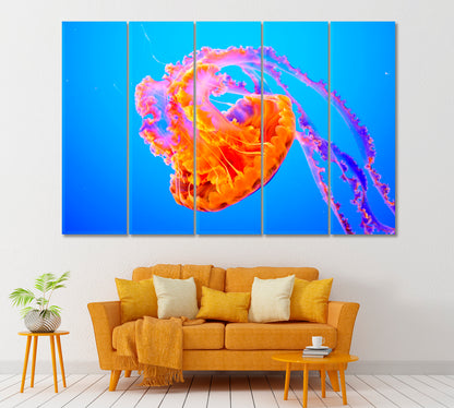 Orange Jellyfish Canvas Print ArtLexy 5 Panels 36"x24" inches 