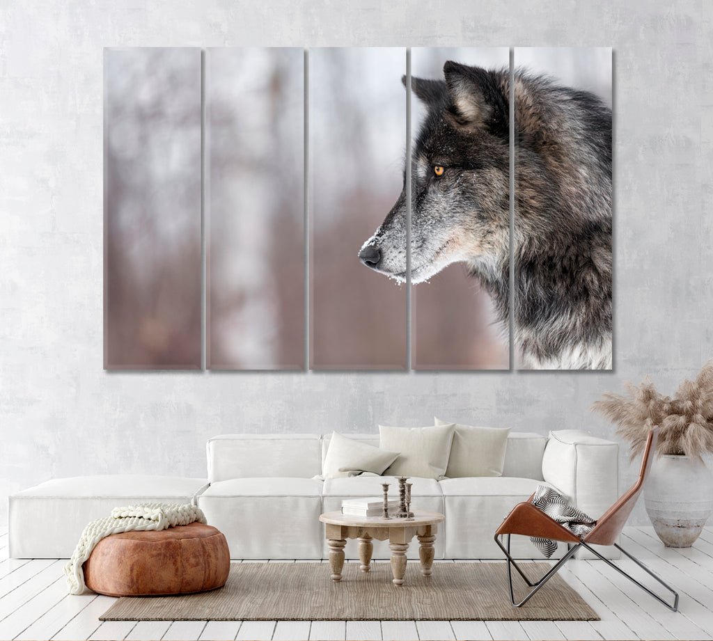Grey Wolf Canvas Print ArtLexy 5 Panels 36"x24" inches 