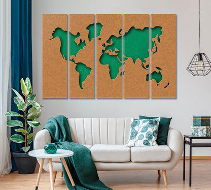 Green Minimalist World Map Canvas Print ArtLexy   
