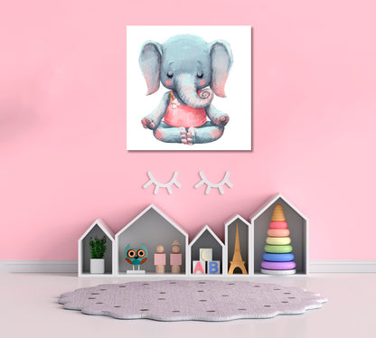 Baby Elephant in Lotus Pose Canvas Print ArtLexy   
