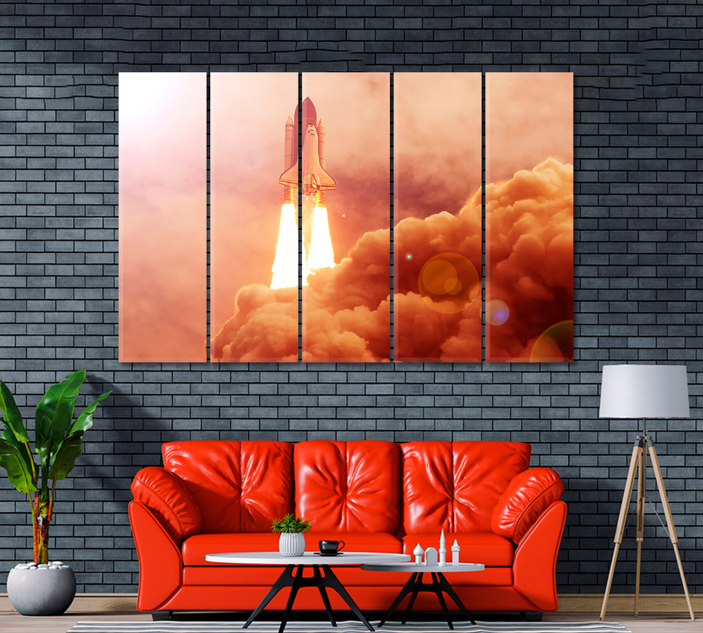 Rocket Launch Canvas Print ArtLexy 5 Panels 36"x24" inches 