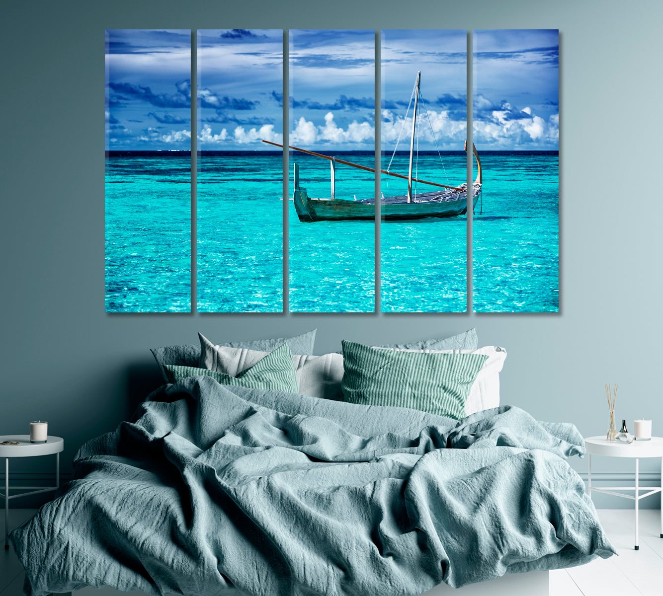 Fishing Boat in Beautiful Clear Ocean Canvas Print ArtLexy   