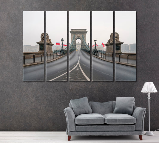 Historical Chain Bridge in Budapest Hungary Canvas Print ArtLexy   
