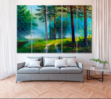 Colorful Summer Forest Canvas Print ArtLexy 5 Panels 36"x24" inches 