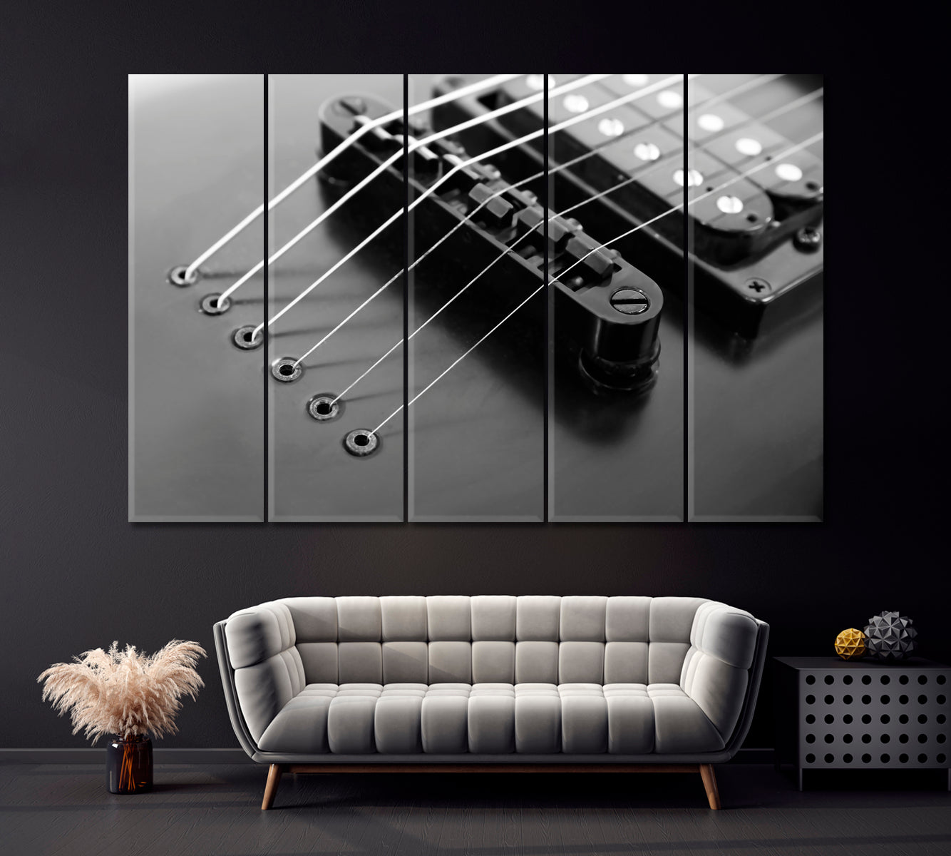 Electric Guitar Strings Canvas Print ArtLexy 5 Panels 36"x24" inches 