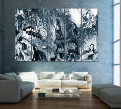 Abstract Grey Waves Canvas Print ArtLexy 5 Panels 36"x24" inches 