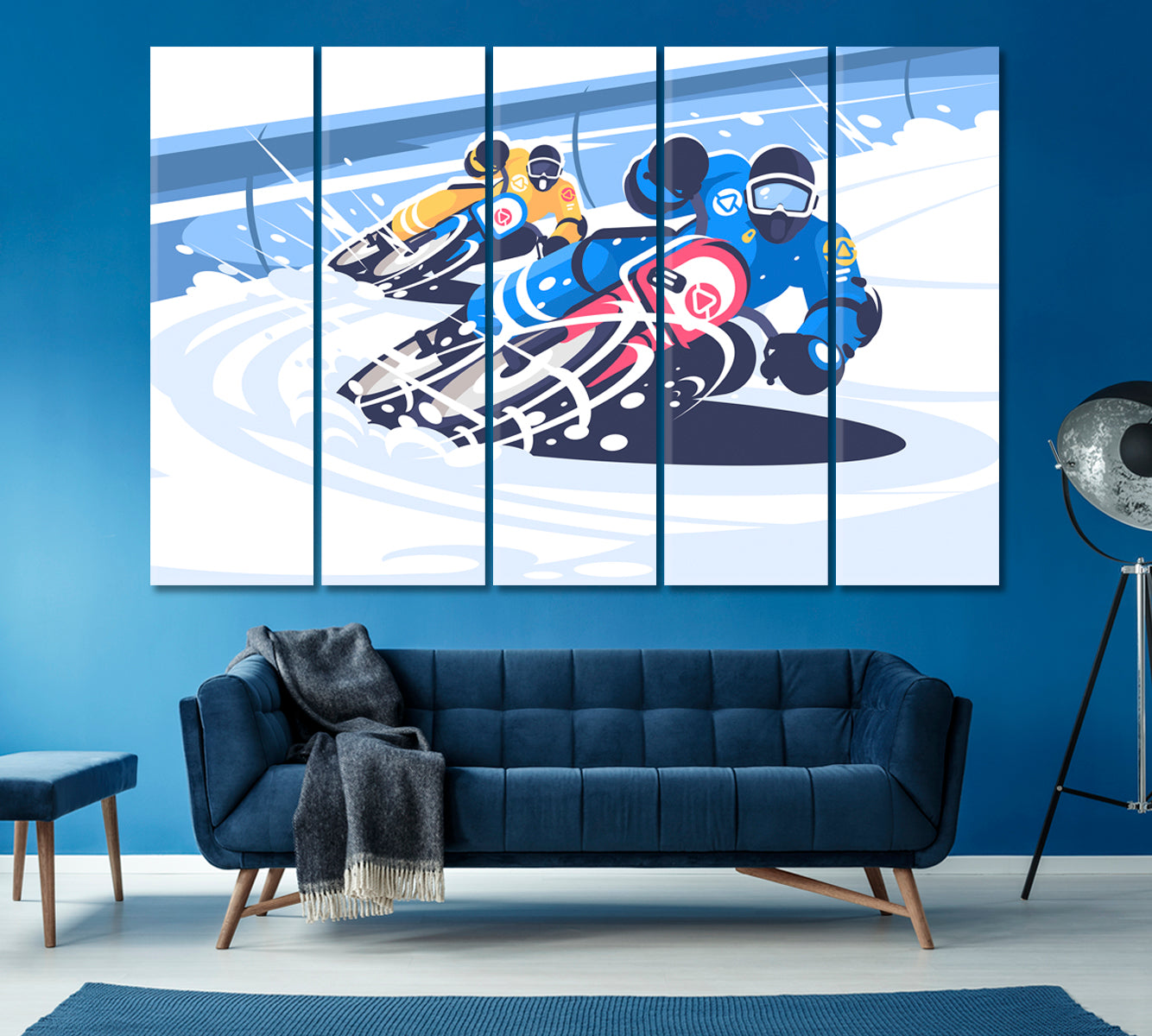 Motorcycle Racing Canvas Print ArtLexy 5 Panels 36"x24" inches 