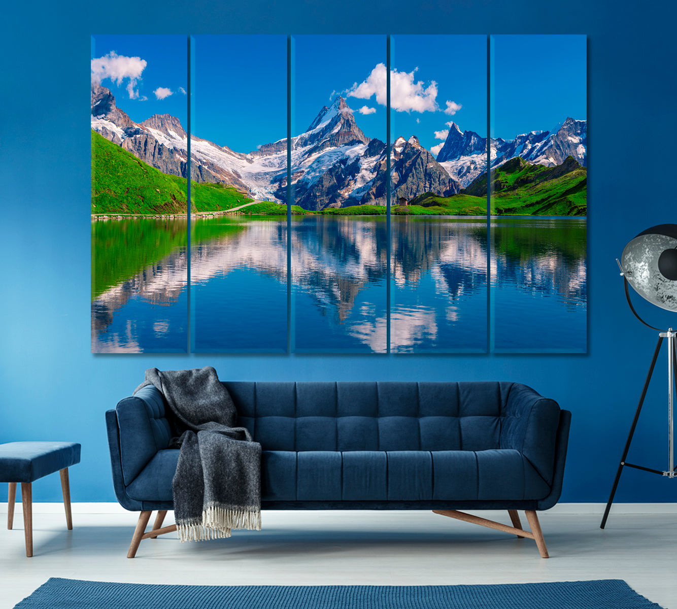 Bernese Range above Bachalpsee Lake Swiss Alps Canvas Print ArtLexy 5 Panels 36"x24" inches 