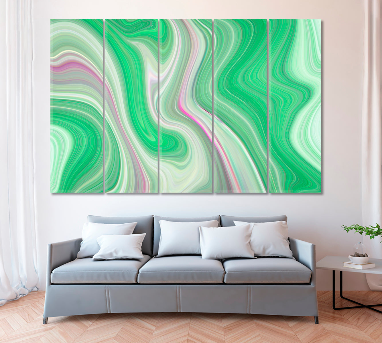 Green Marble Design Canvas Print ArtLexy 5 Panels 36"x24" inches 