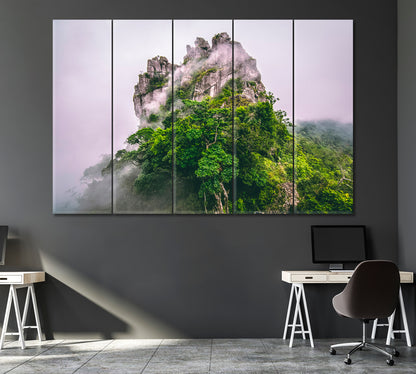Mountain in Fog Canvas Print ArtLexy 5 Panels 36"x24" inches 