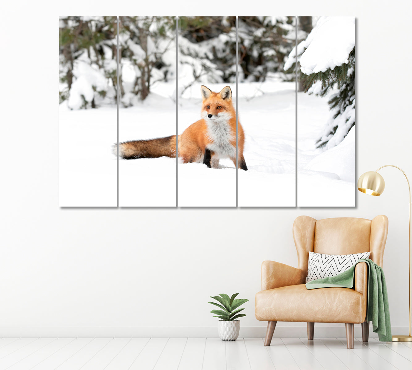 Red Fox in Algonquin Park Canada Canvas Print ArtLexy 5 Panels 36"x24" inches 