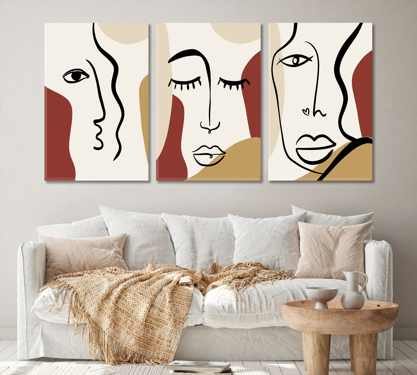 Set of 3 Cubism Woman Face Canvas Print ArtLexy   