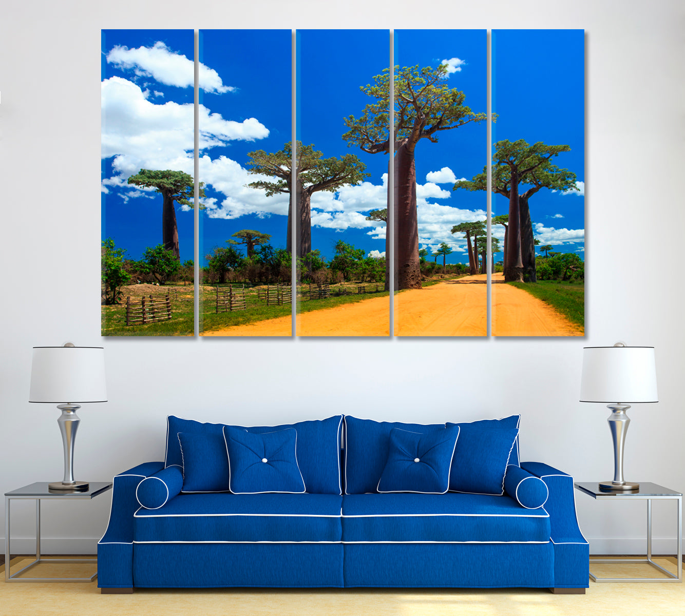 Avenue of Baobabs Madagascar Canvas Print ArtLexy 5 Panels 36"x24" inches 