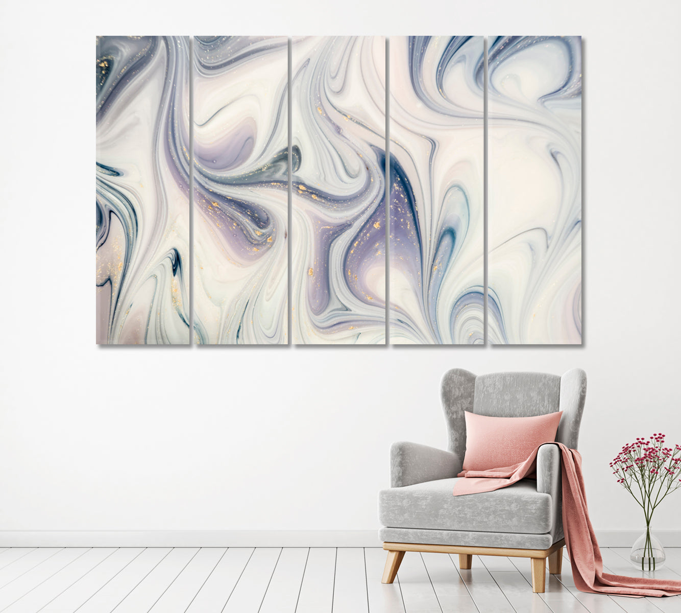Luxury Swirl Marble Canvas Print ArtLexy 5 Panels 36"x24" inches 