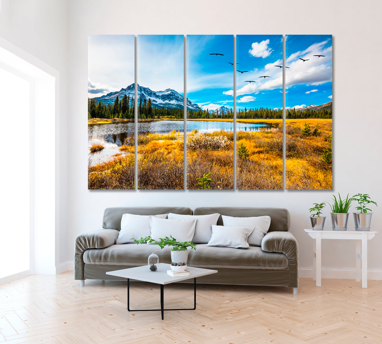 Autumn Valley Canada Canvas Print ArtLexy 5 Panels 36"x24" inches 