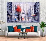 Street View of Paris Canvas Print ArtLexy 5 Panels 36"x24" inches 