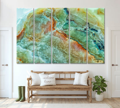 Natural Green Marble Canvas Print ArtLexy 5 Panels 36"x24" inches 